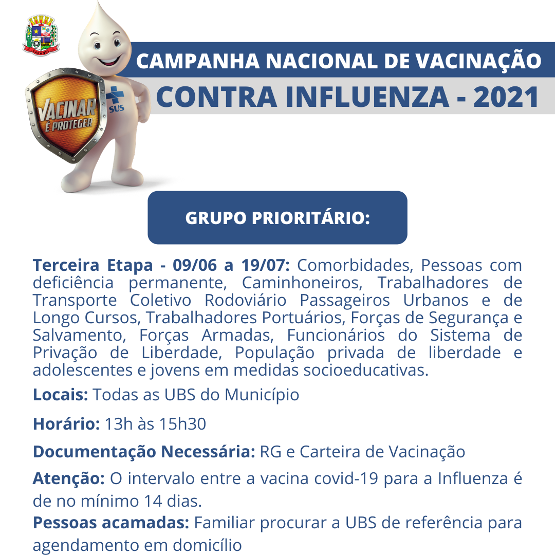 Início da Terceira Etapa da Campanha de vacinação contra a Influenza 2021